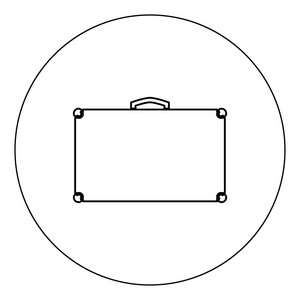 手提箱图标黑色圆圈矢量插图隔离轮廓