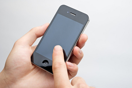 举行触摸屏消息手指触摸触摸屏手机照片