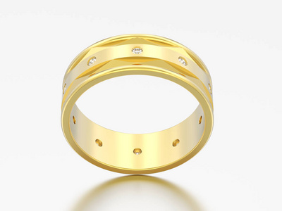 3d 例证金子现代订婚婚礼钻石戒指灰色背景