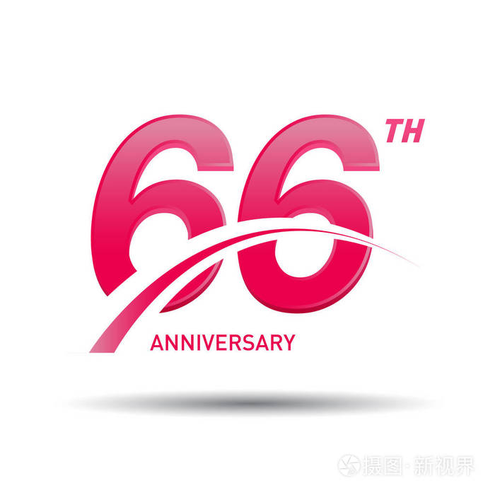 66年红色周年纪念标志在白色背景