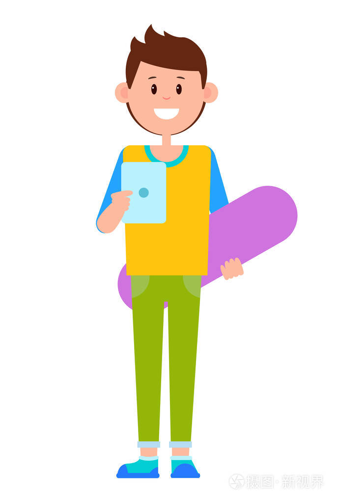 微笑青少年横幅颜色矢量插图插画-正版商用图片04p5jq-摄图新视界