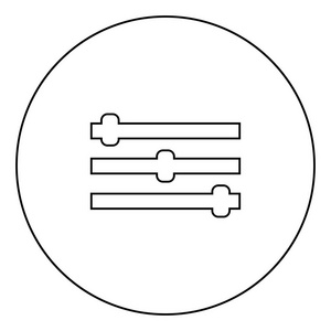 控制面板图标黑色在圆圈轮廓矢量图中