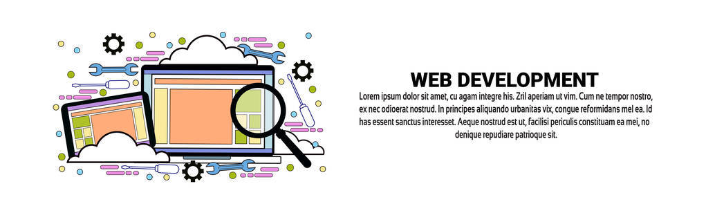 Web 开发概念水平横幅与复制空间