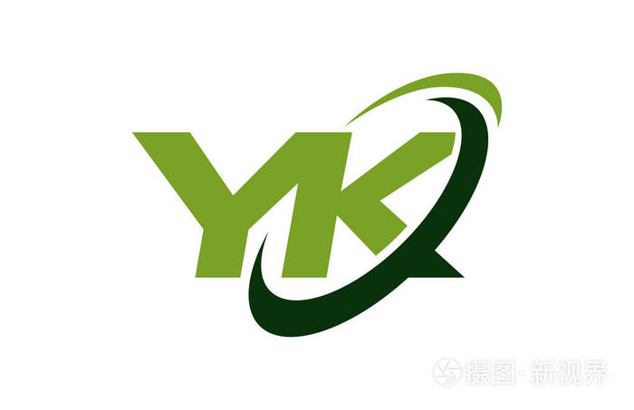 yk徽标旋风椭圆绿色字母矢量概念