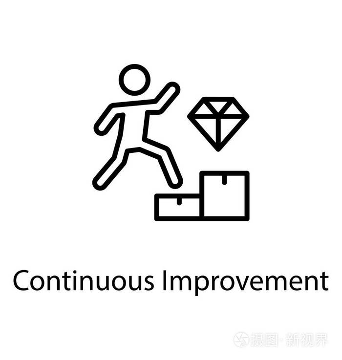 一个人在楼梯和钻石的顶端, 持续改进图标插画-正版商用图片04pqbc-摄