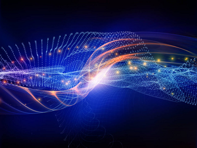 数字,网格和光在技术,科学和计算机信息世界中的相互作用照片