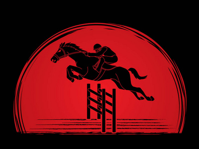 骑马, 赛马, 赛马马术设计的阳光背景图形矢量