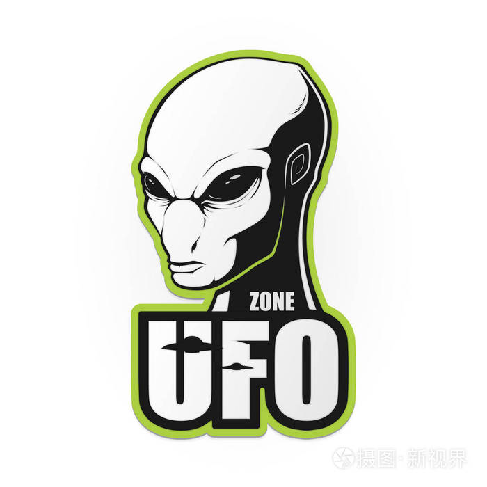外星人的头和不明飞行物的区域.矢量插图