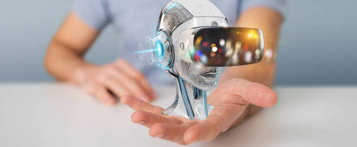 使用虚拟现实和人工智能的商人3d