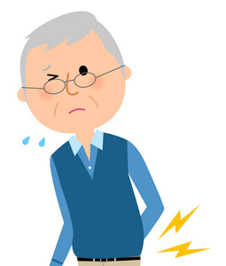 老人, 腰痛/这是一个老人的腰疼的例证照片