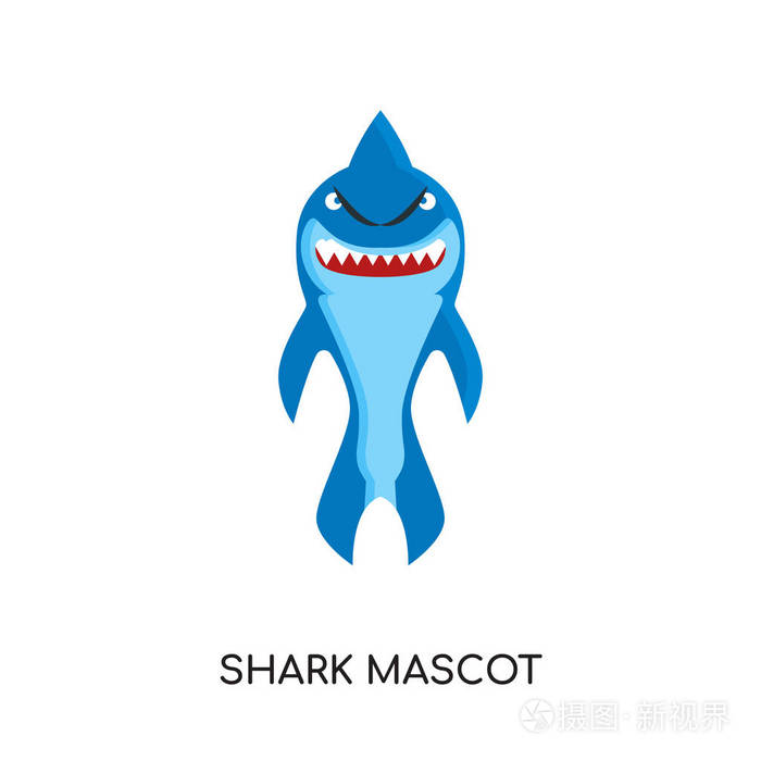 鲨鱼吉祥物标志被隔离在白色背景, 彩色矢量