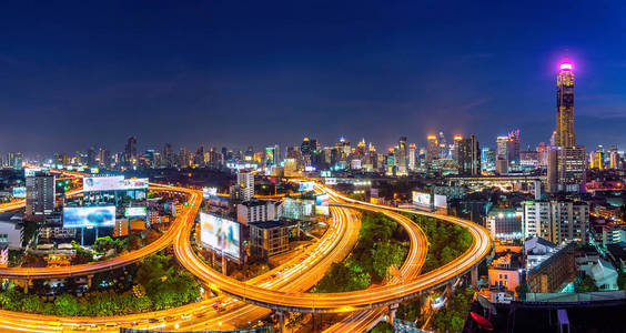 泰国曼谷的城市景观和交通
