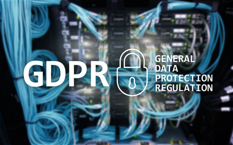 Gdpr, 一般数据保护法规遵从性。服务器机房背景