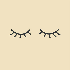 闭上眼睛.矢量图标无缝图案与卡通睫毛.在白色背景的闭合的妇女眼睛.