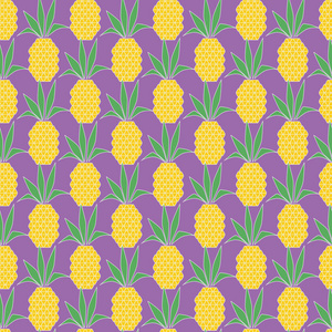 菠萝矢量图案。夏日多彩的热带版画