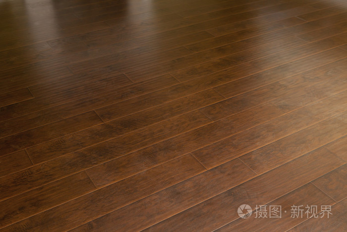 新安装在家里的棕色强化木地板