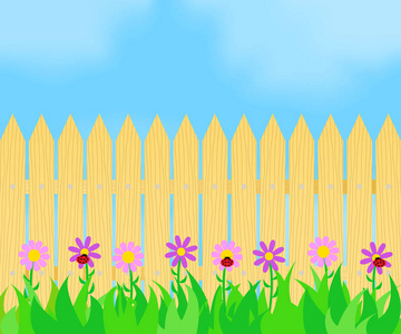 篱笆前的草和花