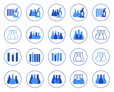 化学实验室图标的向量图示集