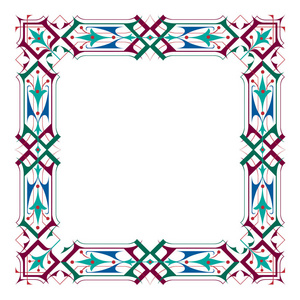 详细装饰的东方框架, 古老的方形边框