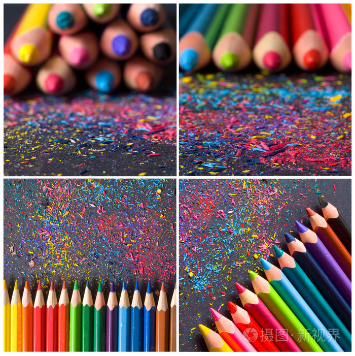 彩色铅笔的抽象拼贴画