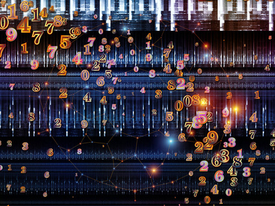 数字世界系列。由数字和分形元素组成的背景, 适合在科学教育和现代技术项目中使用