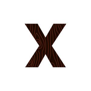 木质矢量徽标字母 x 字母设计向量