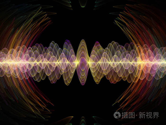 波函数系列彩色正弦振动的背景光和分形元素以补充设计