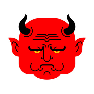 红魔脸见鬼的肖像。撒旦的头。冥界的恶魔矢量图案