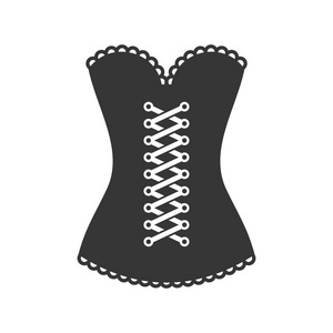 女性黑色胸衣图标白色背景。向量