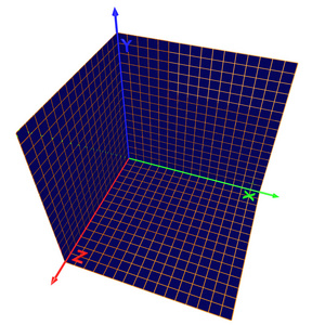 红色三维空间坐标系xyz数学笛卡尔坐标系统坐标测量机cmm的抽象场景