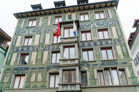壁画大厦在老城市, 卢塞恩, 瑞士