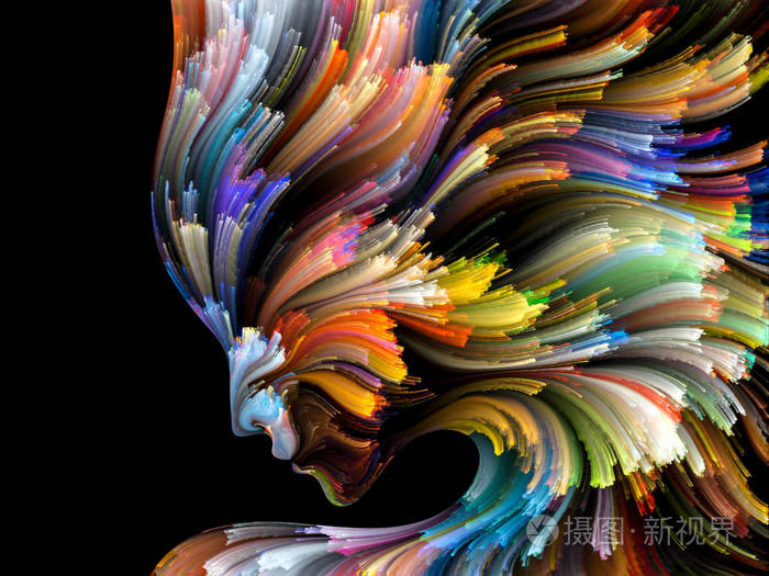 艺术抽象由人的形象和色彩的线条组成的运动绘画对主体的创造性,设计