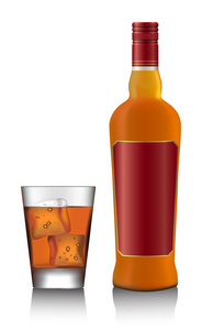 瓶和玻璃的苏格兰威士忌和冰