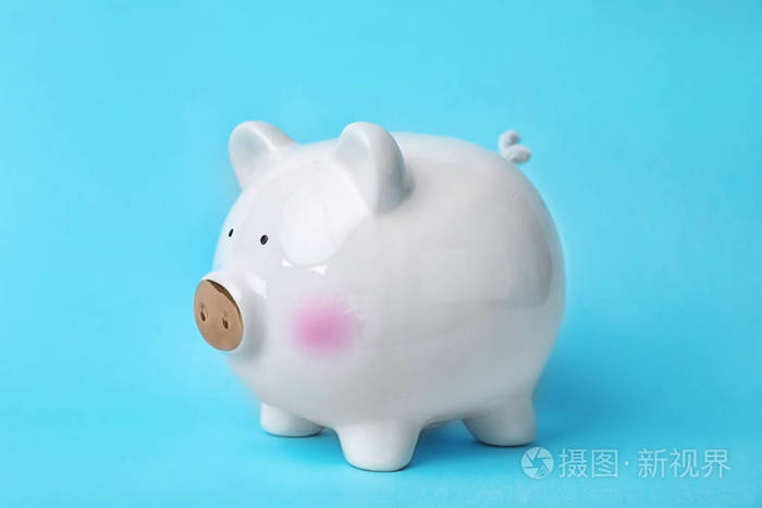 白小猪银行的颜色背景。省钱