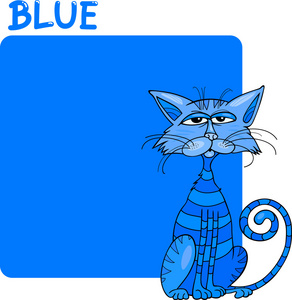 颜色蓝色和猫卡通