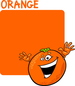 颜色橙色和橙水果卡通
