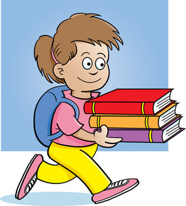 携带有背景的书一个女孩的卡通插图