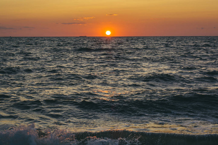 日落在特拉华海湾在日落海滩, 在海角可能, 新泽西