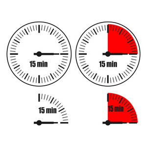 十五分钟的白色背景时钟。四个选项