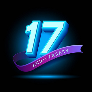 渐变蓝紫色系婚礼效果17年纪念3d 设计, 焕发效果.