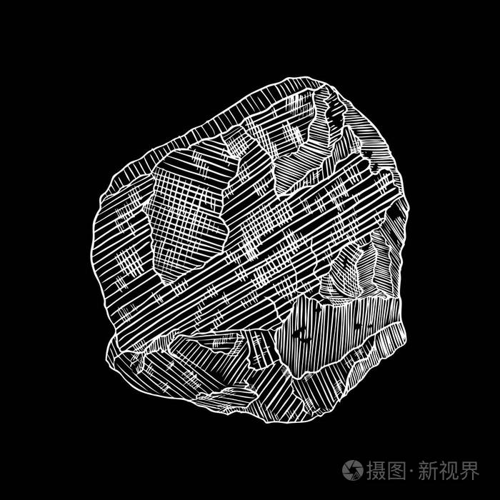 岩石石头手绘制的样式大石头裂纹和损坏的石瓦砾建筑设计金块或烤架