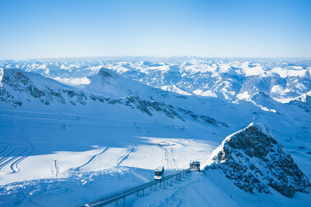 kitzsteinhorn 滑雪胜地卡普伦，奥地利阿尔卑斯山附近的斜坡