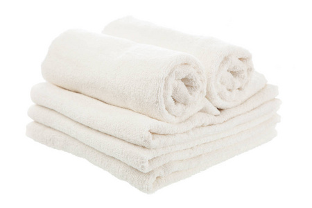 堆白毛巾照片