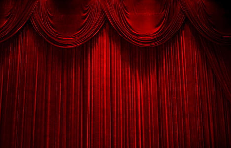 红色天鹅绒舞台剧院窗帘