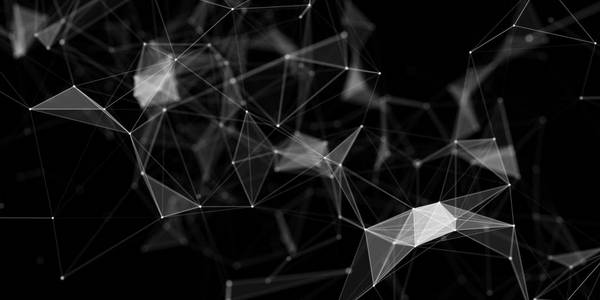 抽象数字黑色多边形背景。Blockchain 和技术理念。3d 渲染