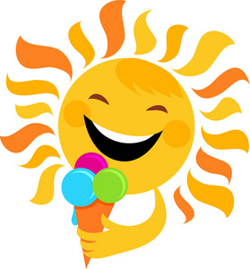 微笑太阳吃冰淇淋照片