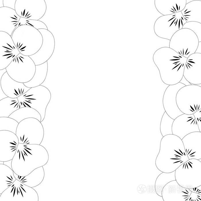 中提琴花园花轮廓边框.矢量插图插画-正版商用图片04scea-摄图新视界