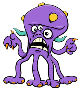 滑稽的妖怪或惊吓幻想字符的卡通例证照片