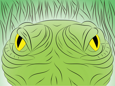 手画鳄鱼的眼睛可爱的鳄鱼或短吻鳄鳄鱼的卡通矢量插图佛罗里达州鳄鱼