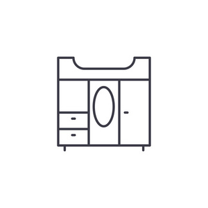 衣柜线形图标概念。衣柜线矢量符号, 符号, 插图